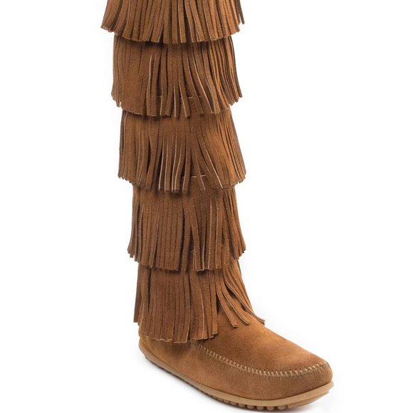 Anthropologie Minnetonka Moccasins 5 Layer Fringe Boot - Picture 7 of 15